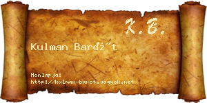 Kulman Barót névjegykártya